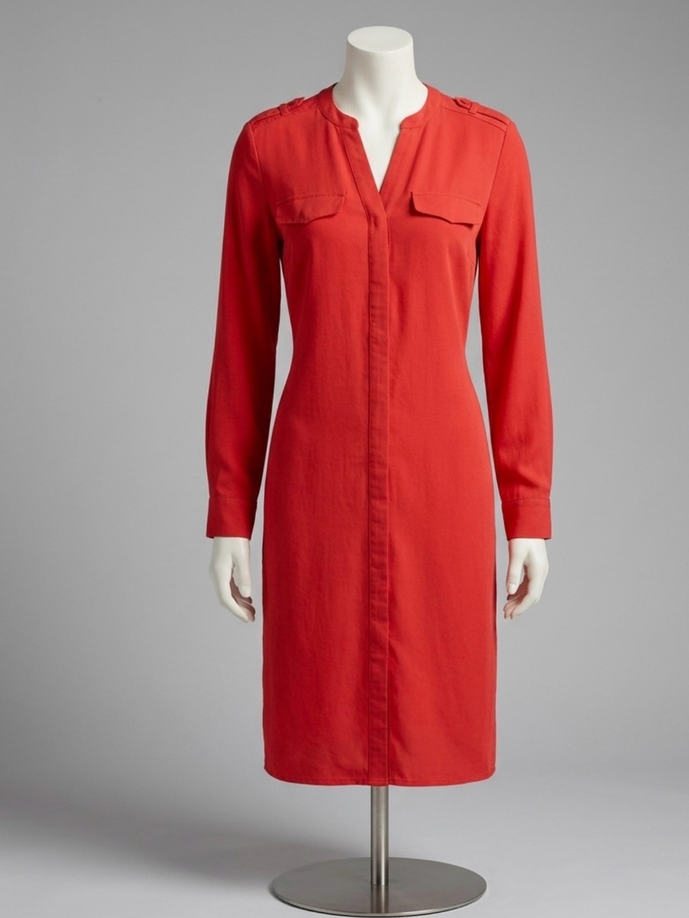 Calvin Klein Scarlet Long-Sleeve Shirt Dress size 4
